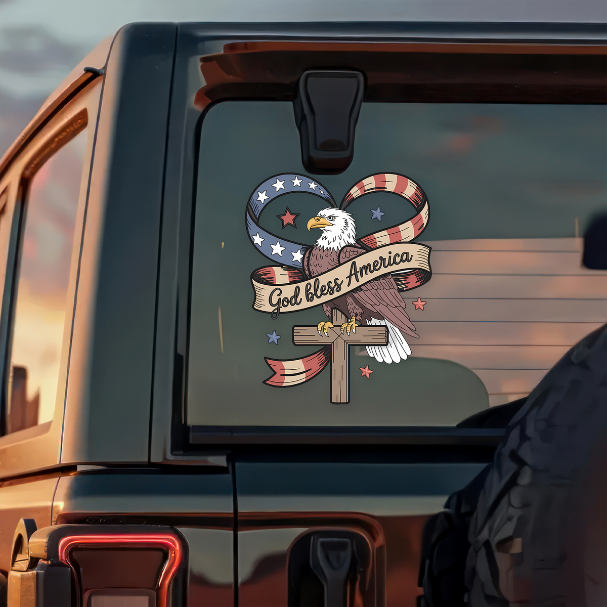 God Bless America Car Window Decal Sticker HA75 920140