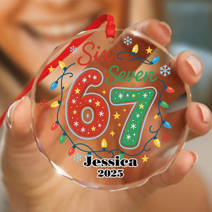 Personalized Funny ‘Six Seven’, Holiday Glass Xmas Decor Glass Ornament HA75 898306