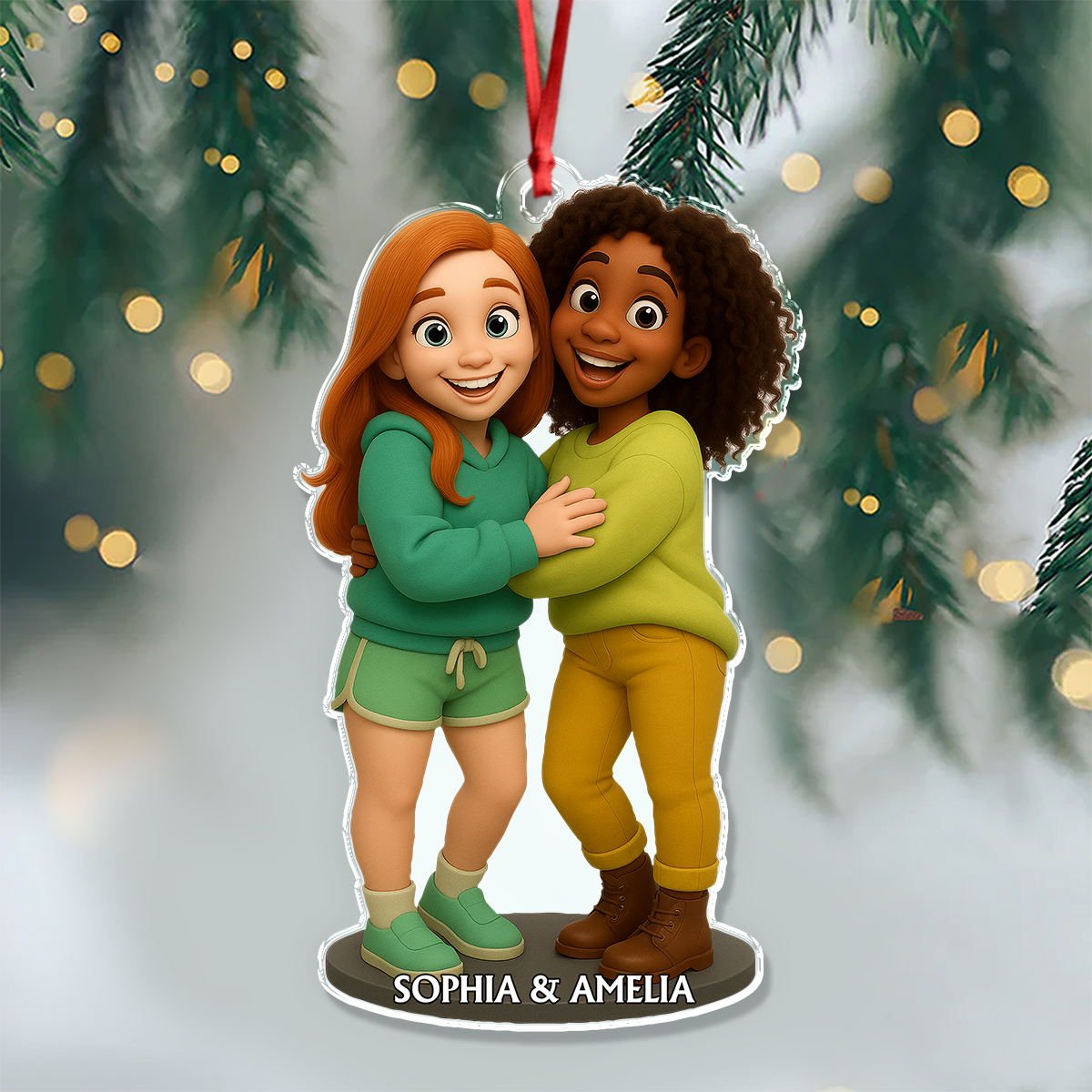 Custom Bestie Photo 3D Effect Figure For Christmas Acrylic Ornament LM32 895905