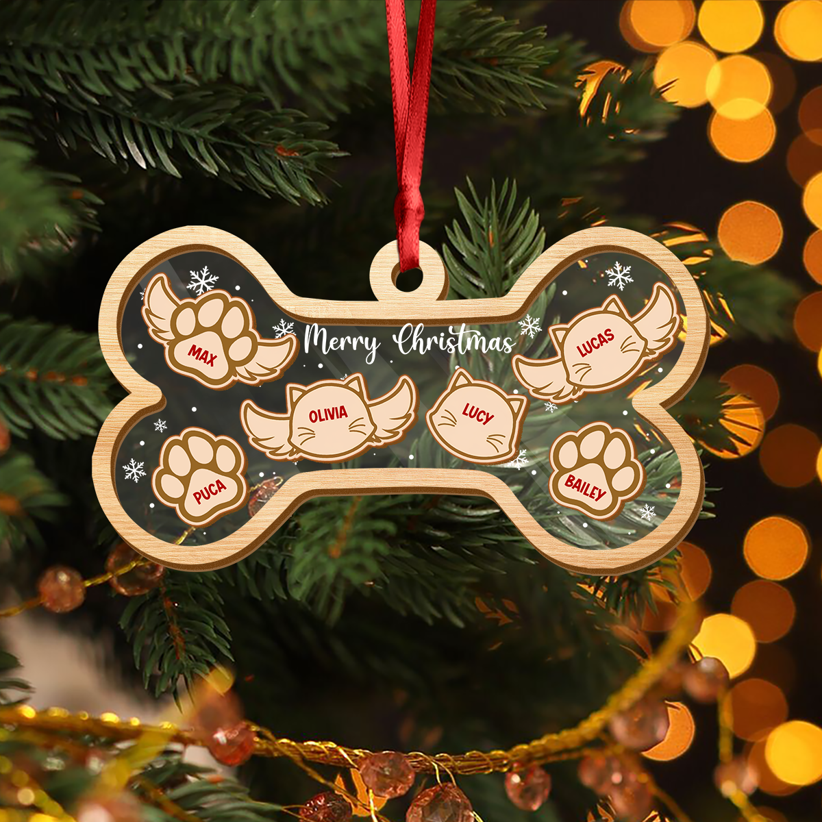 Custom Dog Cat Bone Christmas Shaker Ornament Dog Cat In Heaven Ornament CH07 896926