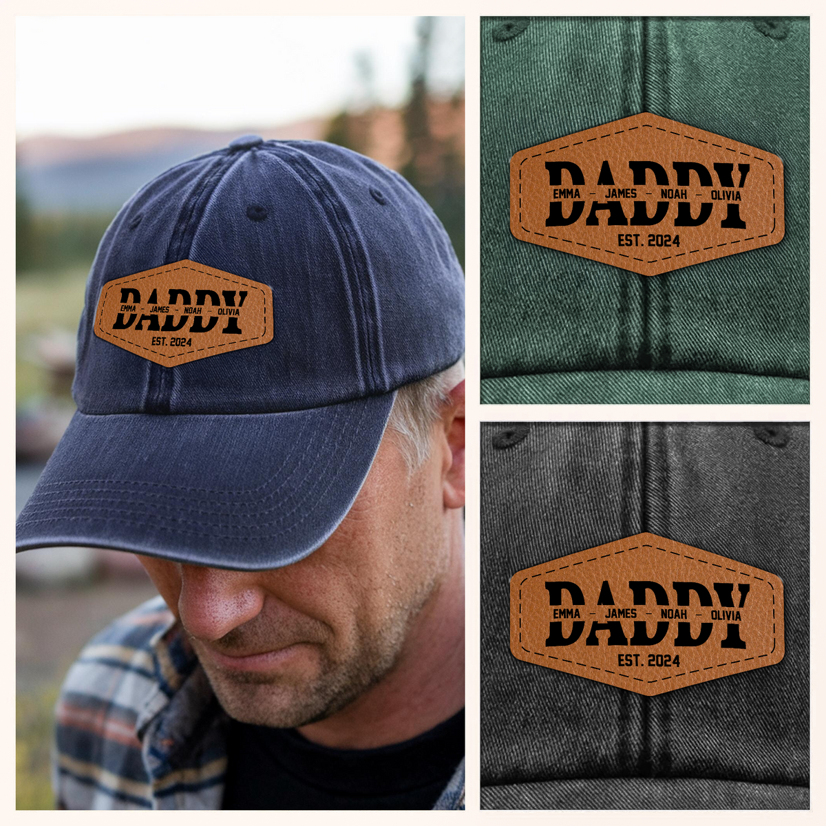 Custom Name Dad With Kid Denim Baseball Cap TH10 894027