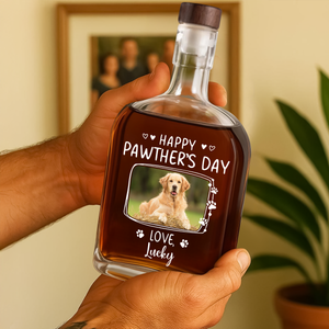 Custom Dog Cat Photo Happy Pawther’s Day Whiskey Bottle HA75 892534