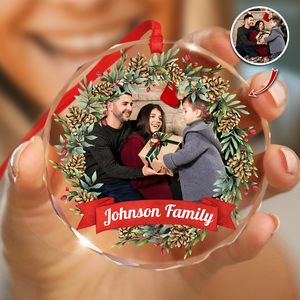 Custom Family Crystal Photo - Personalized Glass Ornament For Christmas TH10 894829