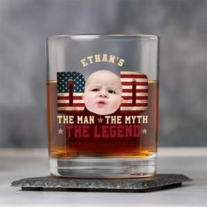 Custom Kid Photo - Dad, The Man The Myth The Legend Dad Whiskey Glass LM32 893539
