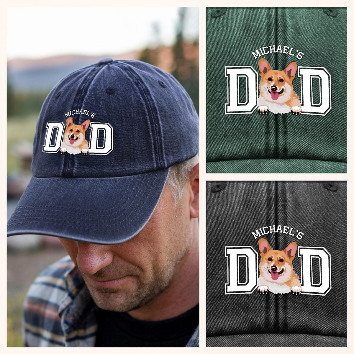 Personalized Dog Cat Dad Washed Denim Baseball Cap Gift For Father's Day HO82 893954