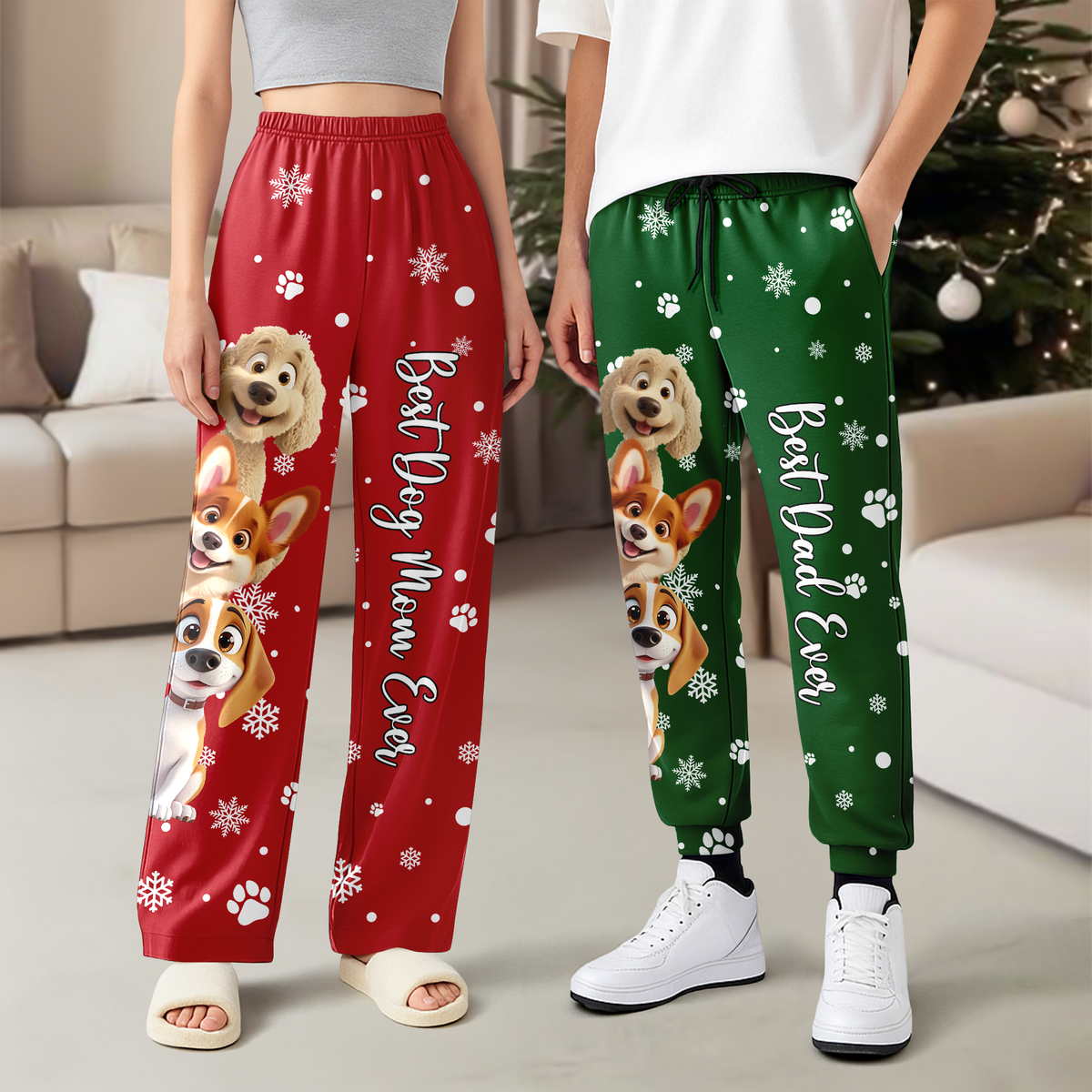 Custom Cute 3D Dog Dog Best Dad Ever, Best Dog Mom Ever Sweatpants HA75 898190