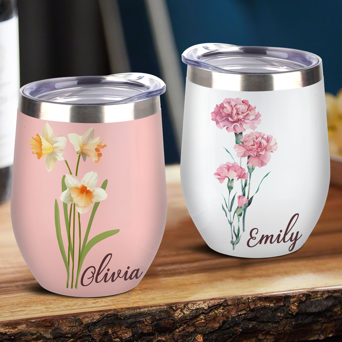 Personalized Flower With Name Wine Tumber Gift For Mom LM32 895375