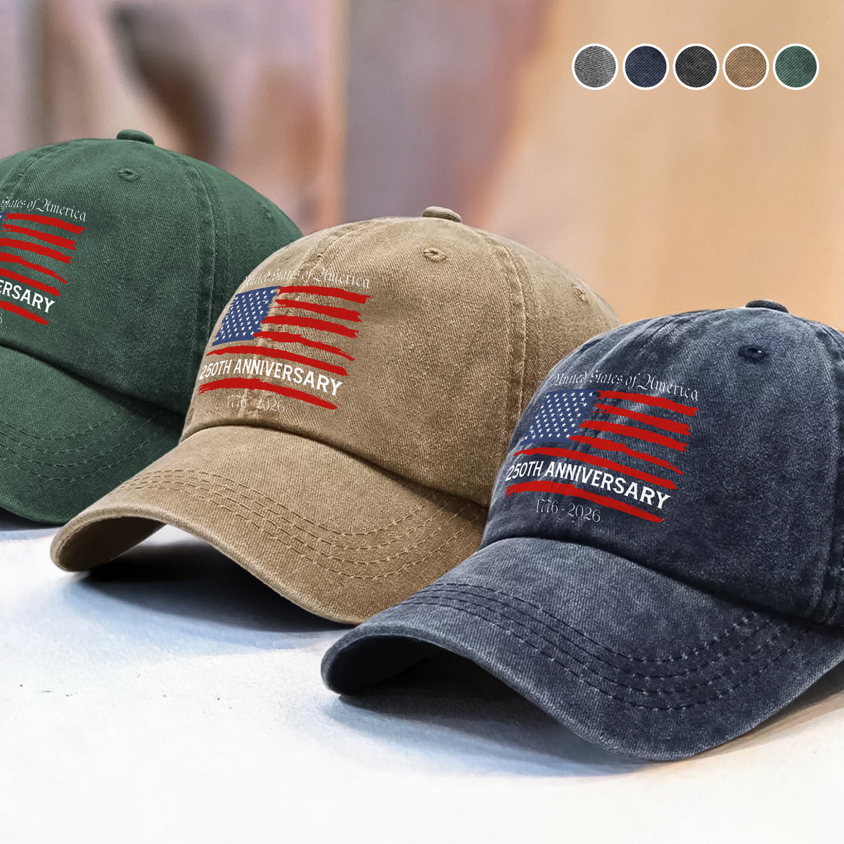 USA 250th Anniversary Washed Denim Baseball Cap TH10 898315