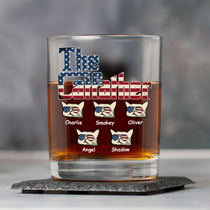 The Catfather US Flag Cat Personalized Whiskey Glass HA75 892412