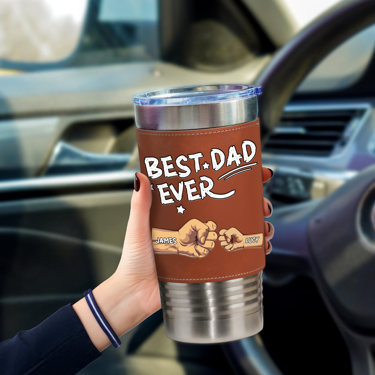 Best Dad Ever Leather Tumbler Gift For Dad TH10 894053