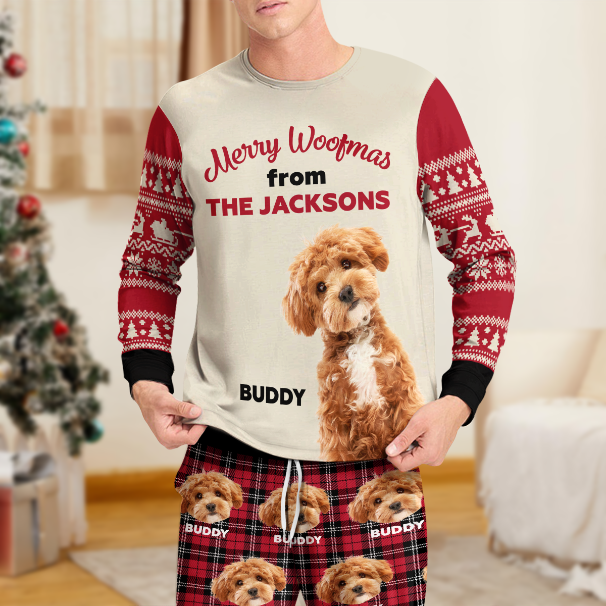 Custom Photo Merry Woofmas Sleepwear For Dog Lovers LM32 895581
