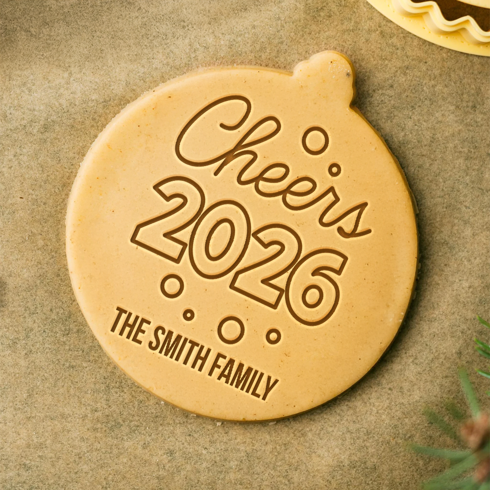 Custom Family Name Let's Party Cheers 2026 Cookie Stamp TH10 898011