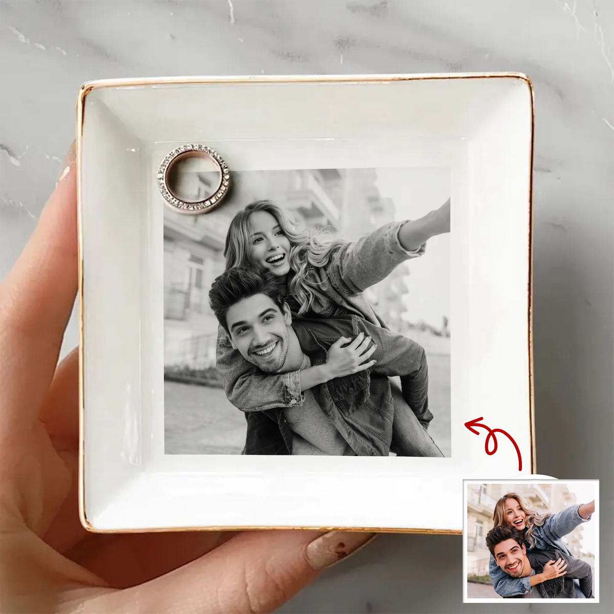 Custom Photo Jewelry Dish Gift For Couple TH10 896543