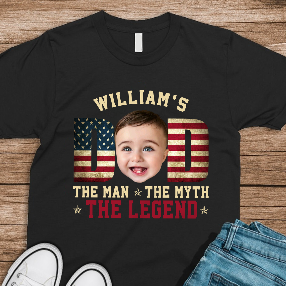 Custom Kid Photo - Dad, The Man The Myth The Legend Dad Shirt HA75 892416