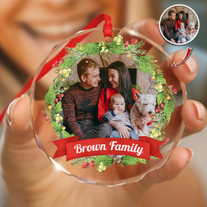 Custom Family Crystal Photo - Personalized Glass Ornament For Christmas TH10 894829
