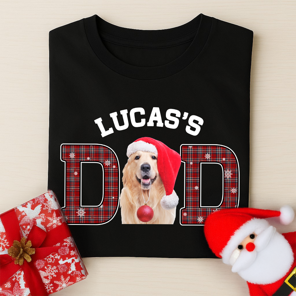 Custom Photo Dog Cat Dad Dark Shirt Christmas Gift For Family HO82 894396
