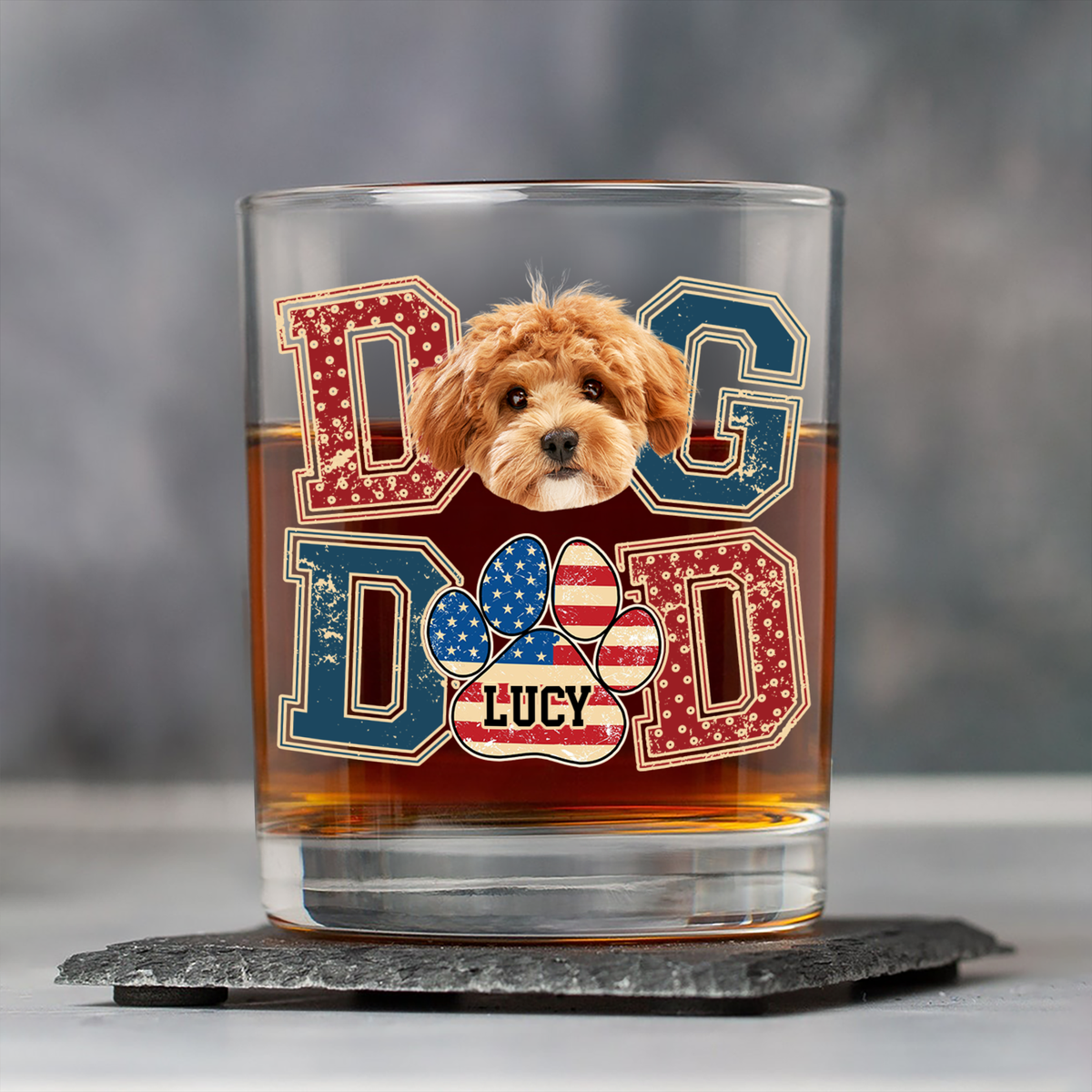 Custom Photo Best Dog Dad, Best Scooper Whiskey Glass Gift For Father's Day, Dog Lovers HO82 894032