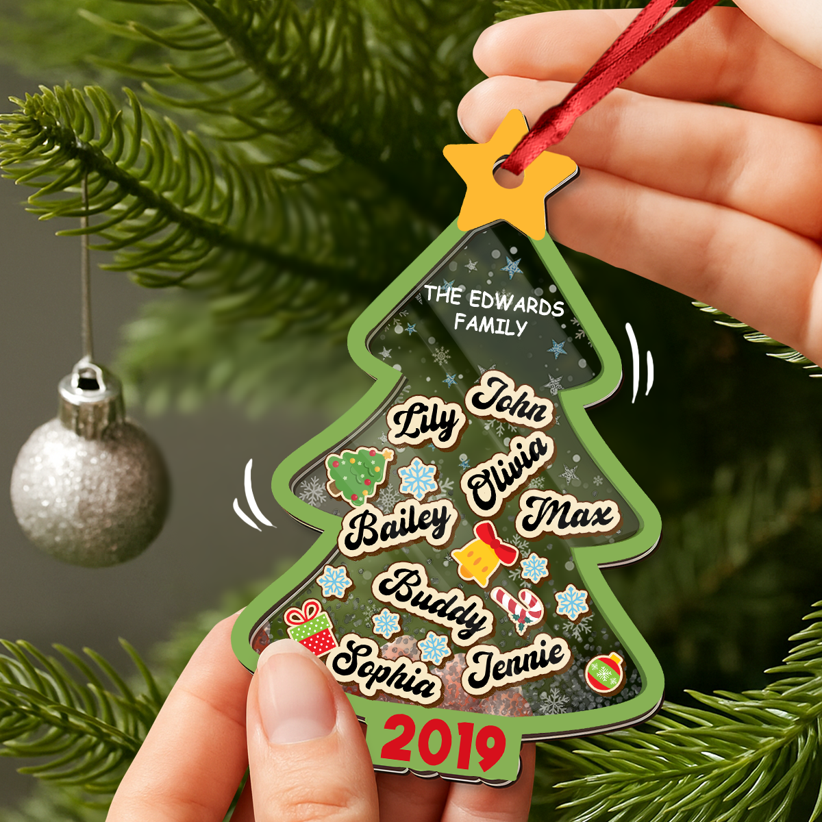 Custom Christmas Tree With Names Personalized Shaker Ornament Christmas Gift For Family CH07 896910