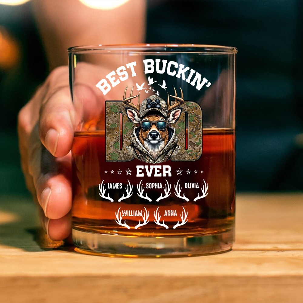 Best Buckin' Dad Hunter Whiskey Glass Personalized Gift For Hunter, Dad HO82 893806