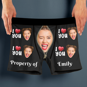 Custom Photo Property Of Her - Personalized Photo Men's Boxer Briefs HA75 898418