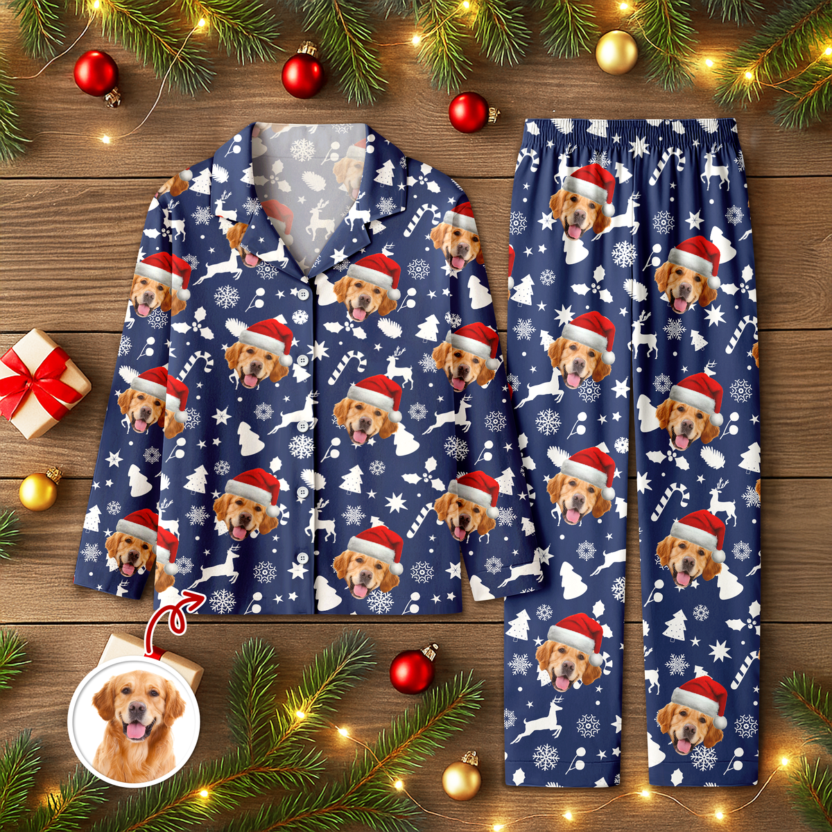 Custom Photo Dog Cat Face Christmas Pajamas Gift For Pet Lovers CH07 896620