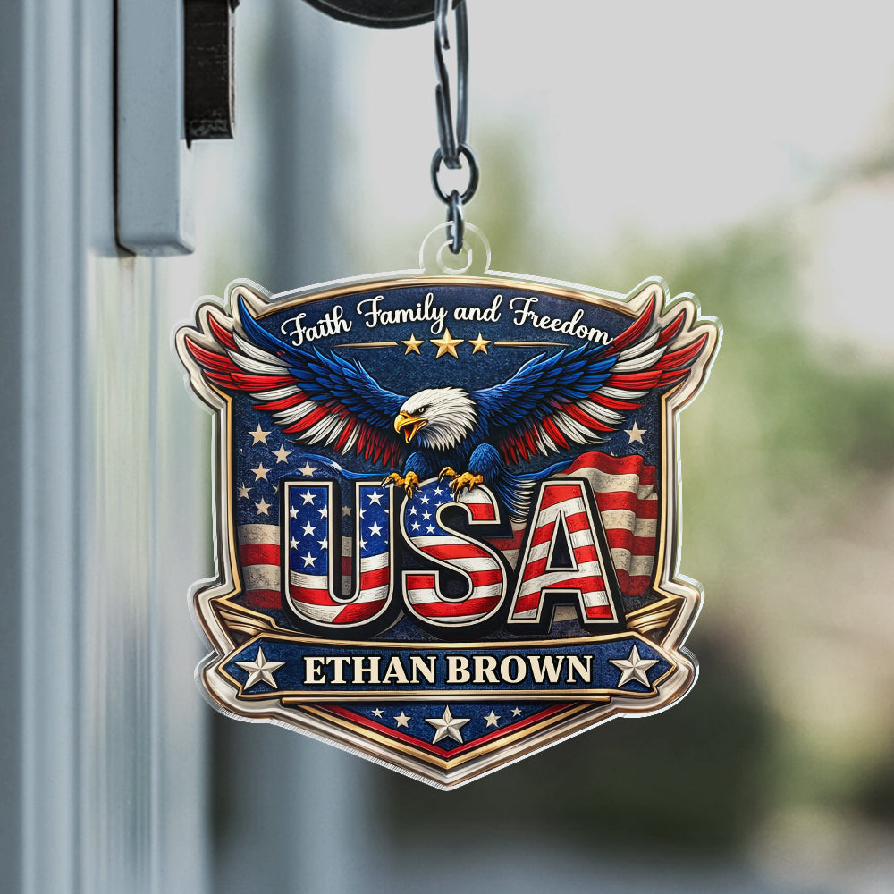 Personalized Faith, Family & Freedom 250 Years America Acrylic Keychain HA75 921016