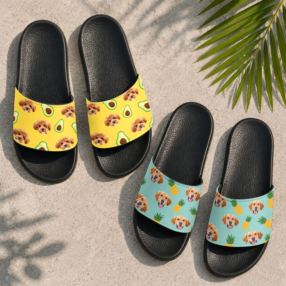 Custom Pet Face Tropical Fruit Slide Sandals Gift For Pet Lovers CH07 911616