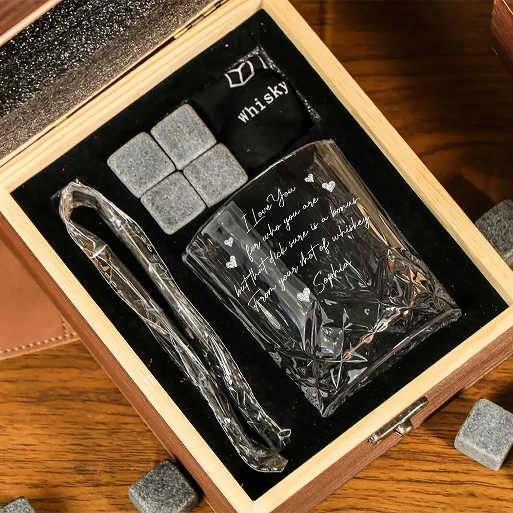 I Love You For Who You Are Couple Personalized Engraved Whiskey Glass Set with Wooden Box HA75 898038