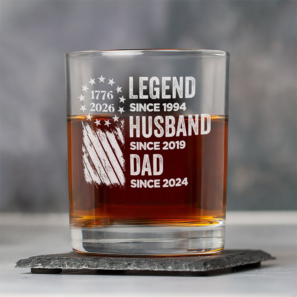 Personalized Legend, Husband, Dad And Grandpa Engraved Rock Glass HA75 920594