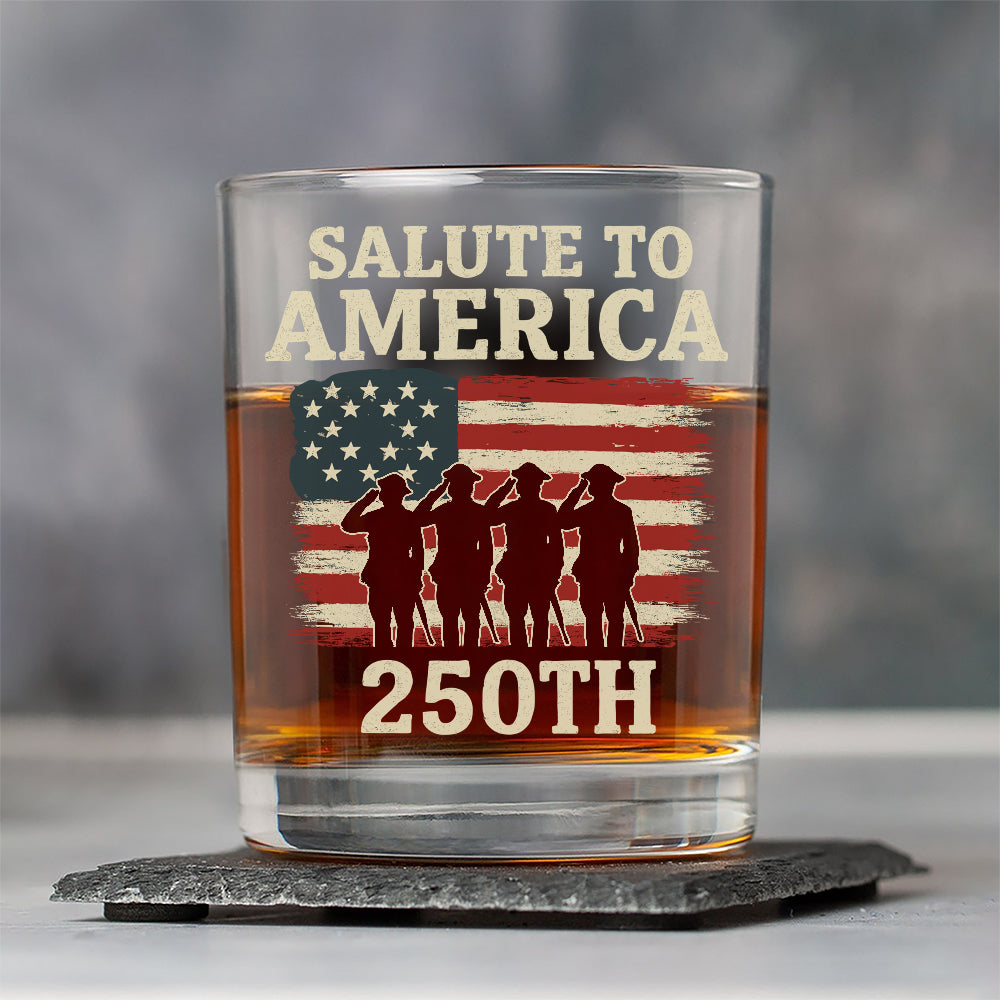 Salute To America 250th Veteran Whiskey Glass Happy America 250 Gifts CH07 896726
