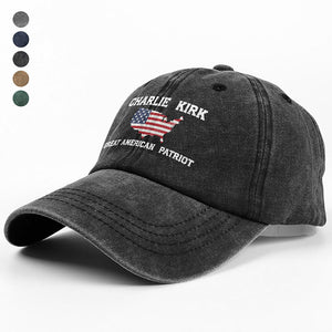 Charlie Kirk Great American Patriot Washed Denim Baseball Cap HA75 64430