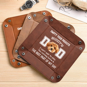 Custom Photo Dog Can't Wait To Play With Dad Leather Valet Tray LM32 893617