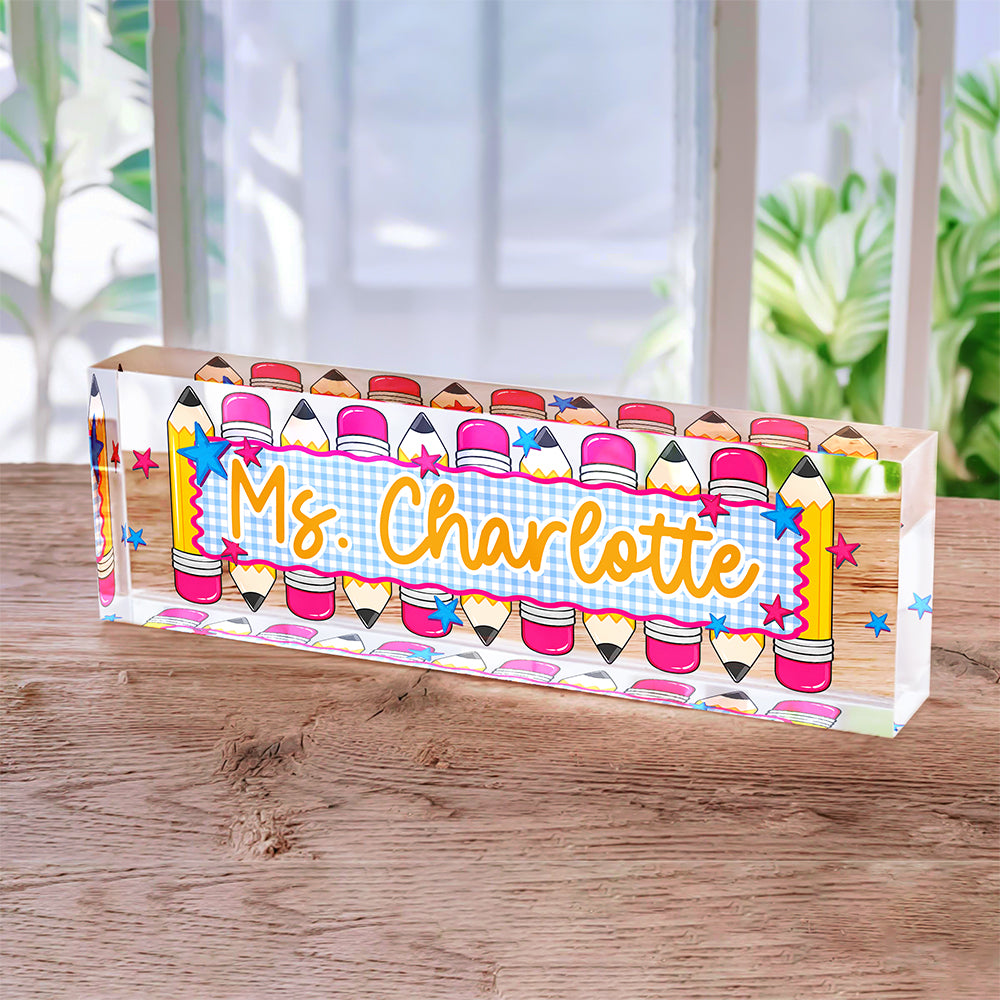 Personalized Teacher Acrylic Desk Name Plate Back to School Teacher Gift CH07 180026