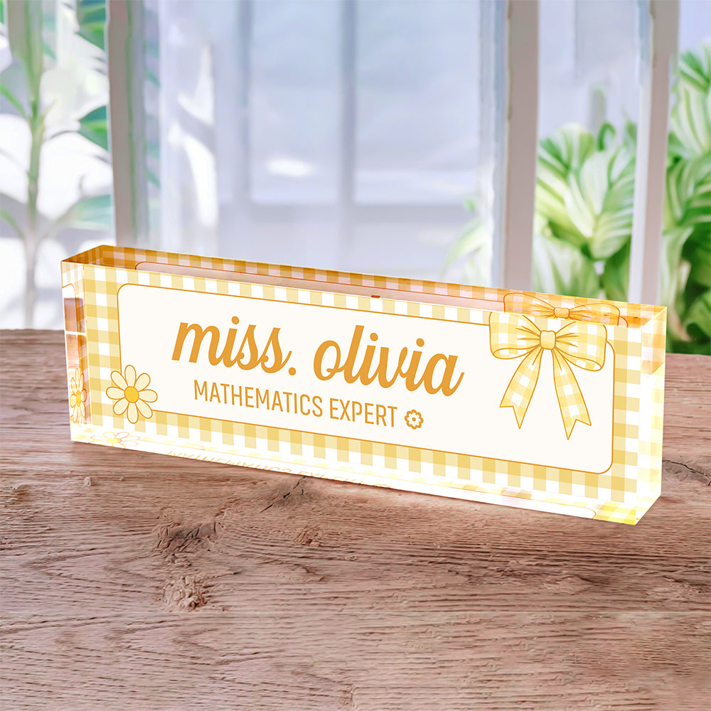 Personalized Preppy Bow Acrylic Desk Name Plate Back to School Teacher Gift CH07 180048