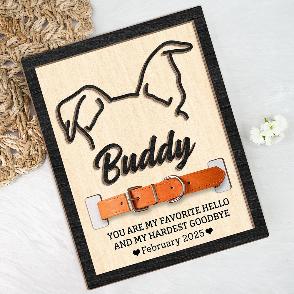 Custom Dog Ear Memorial 2-Layers Wooden Collar Frame LM32 893781