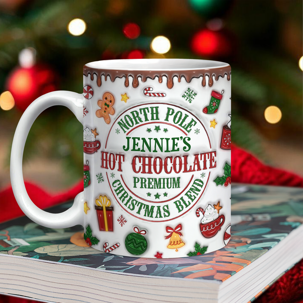 Custom Name North Pole Hot Cocoa - Personalized Ceramic Coffee 3D Inflated Effect Mug CH07 899768