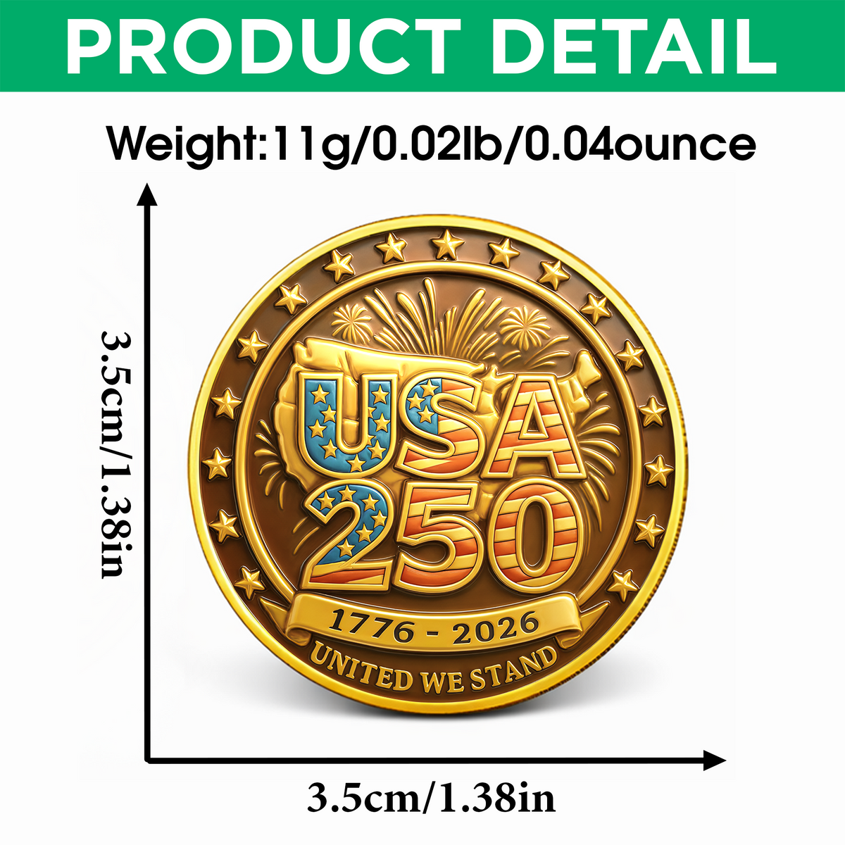 USA 250 Anniversary 1776-2026 United We Stand Coin HO82 901864