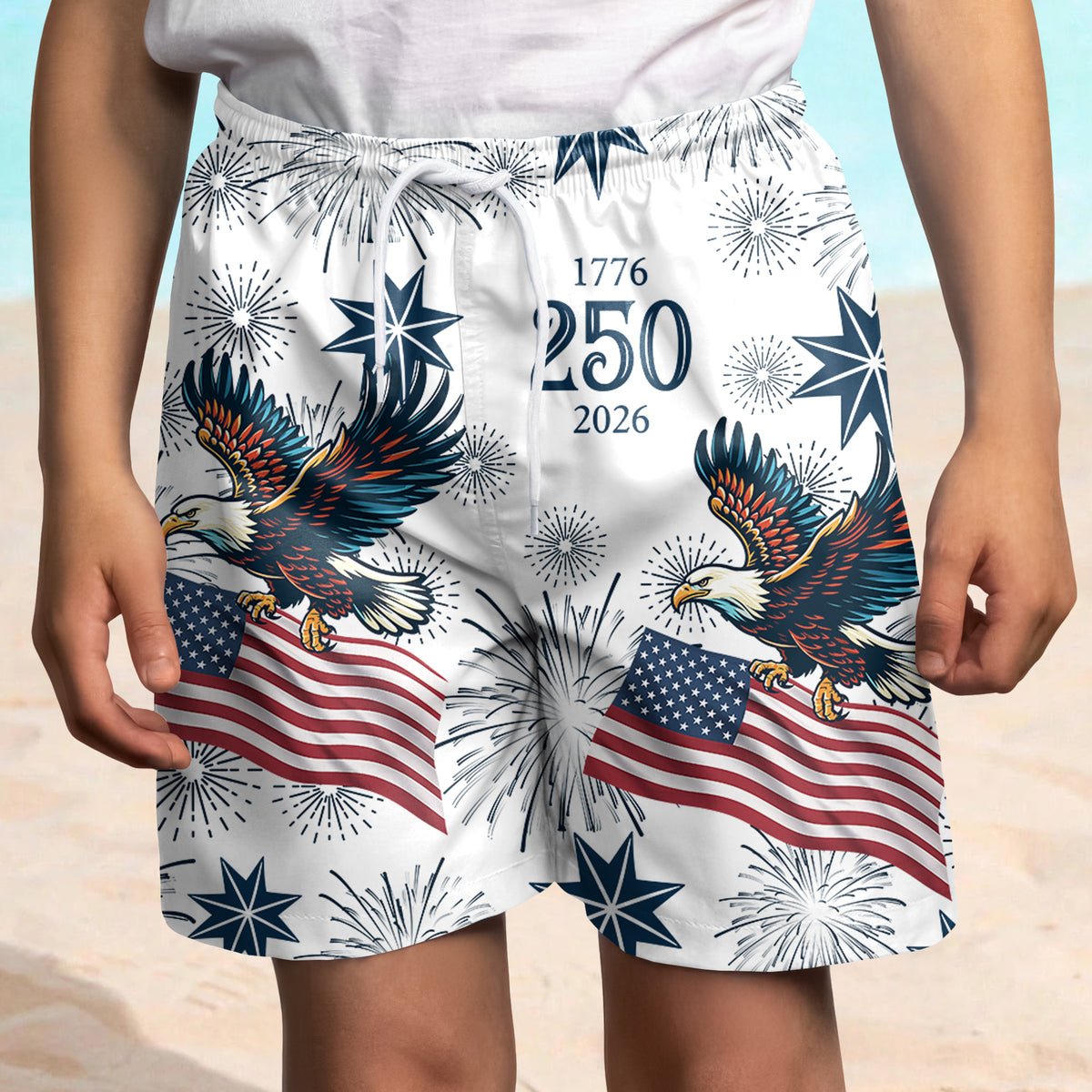 America Anniversary 1776–2026 Eagle Kid Beach Short TH10 169399