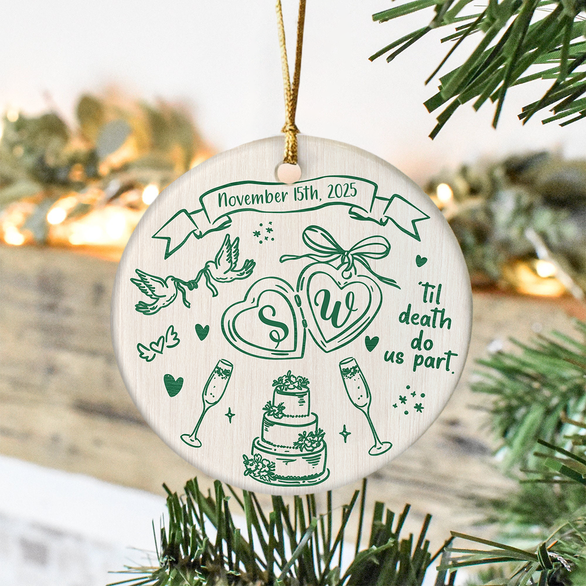 Personalized Wedding Ceramic Ornament Gift for Couples LM32 895449