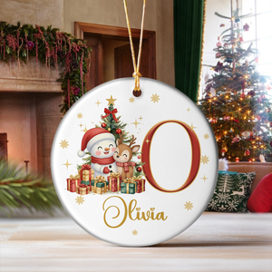 Personalized Gift Snowman Alphabet Christmas Ceramic Ornament LM32 895087