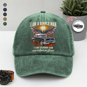 Custom Car Photo I Am A Simple Man Washed Denim Baseball Cap CH07 896386