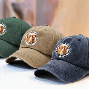 Custom Photo The Man The Myth The Dog Father Washed Denim Baseball Cap CH07 895864
