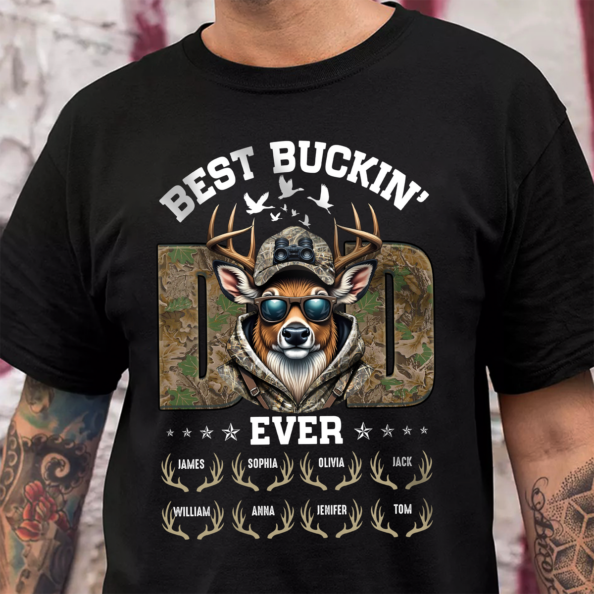 Hunter Dad Best Buckin' Dad With Kid's Name Dad Shirt Personalized Gift For Father's Day HO82 893804
