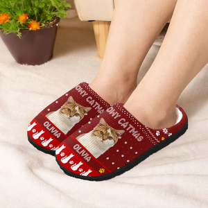 Custom Photo Meowy Christmas Merry Woofmas Dog Cat Slippers HO82 894868