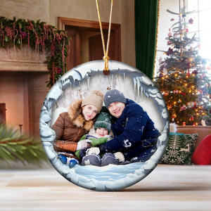 Custom Family Photo Christmas Ceramic Ornament HA75 897548