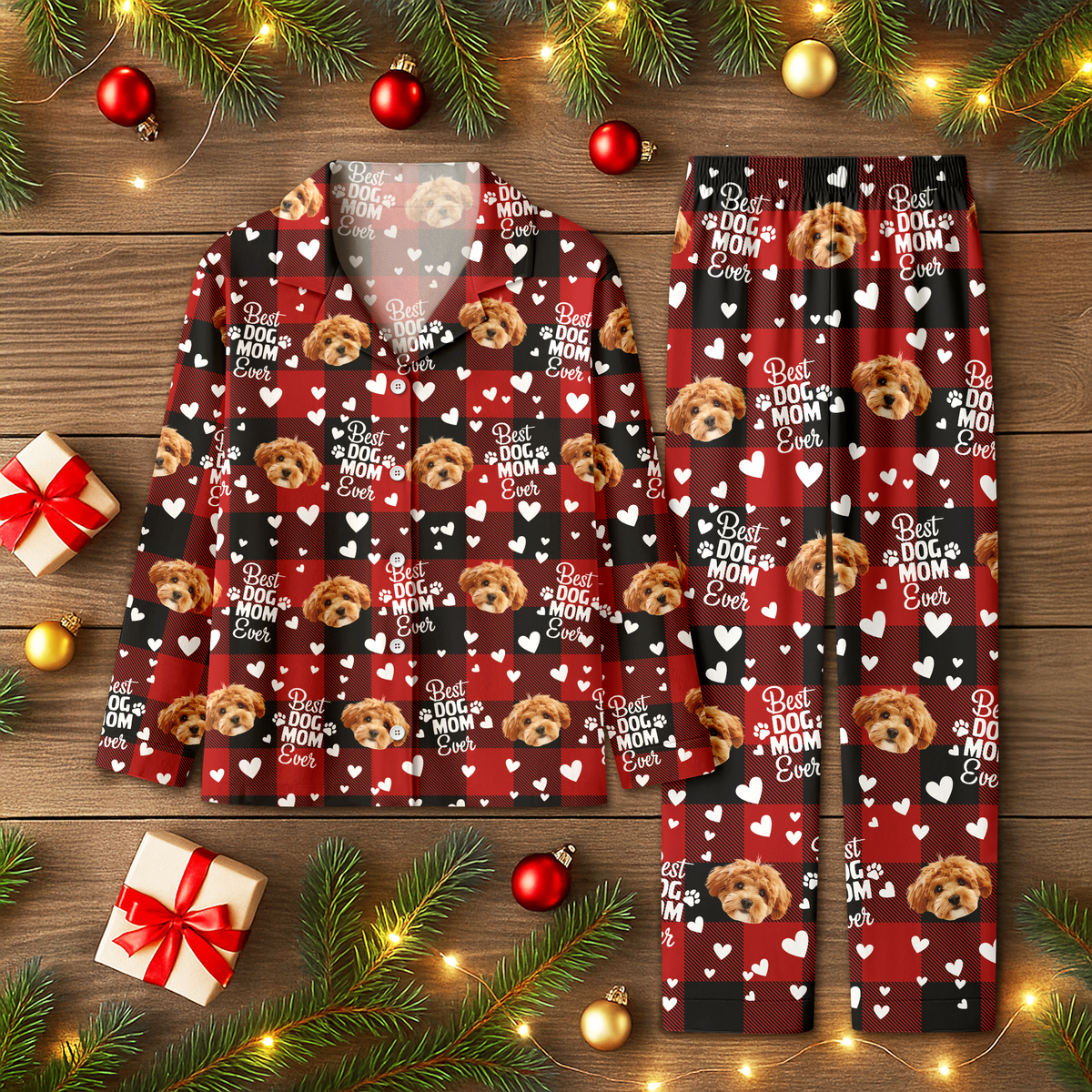 Custom Photo Best Dog Mom, Best Dog Dad Ever Pajamas HA75 897620