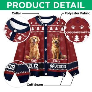 Personalized Happy Pawlidays Christmas Ugly Cardigan For Dog Lover TH10 896347