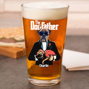 Custom Dog Photo The Dogfather Print Beer Glass Personalized Gift For Dog Dad HO82 893872