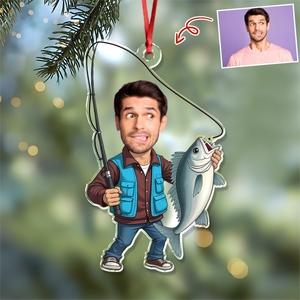 Custom Face Fisherman Fishing Acrylic Ornament Gift For Fishing Lovers HA75 897552