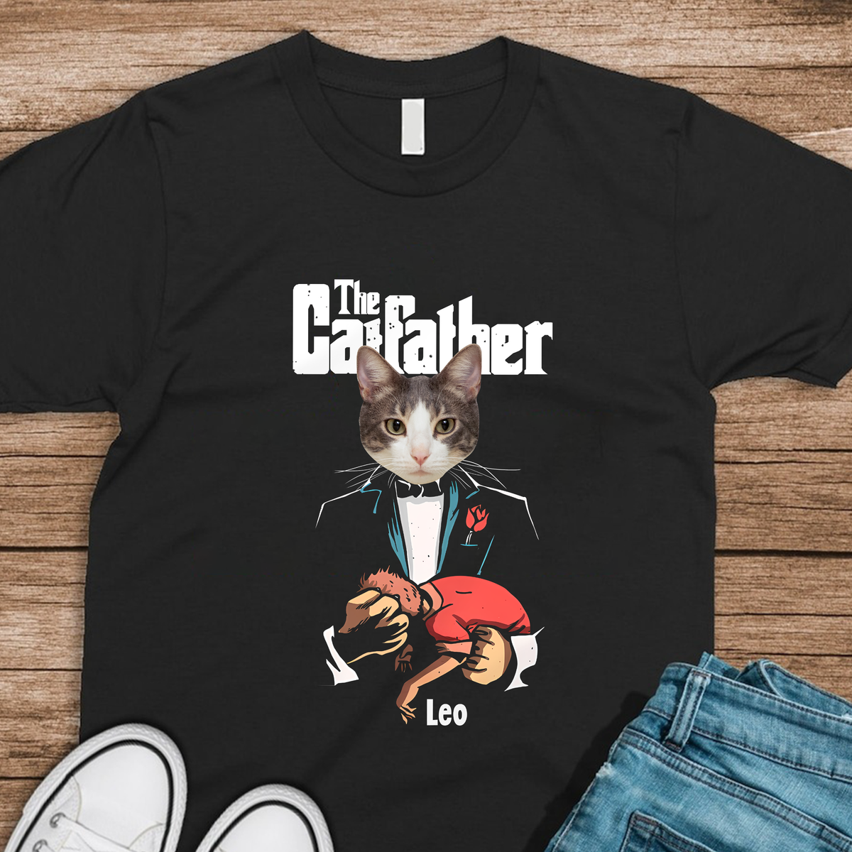 Custom Cat Face Photo The Catfather Shirt Personalized Gift For Dad HO82 893848
